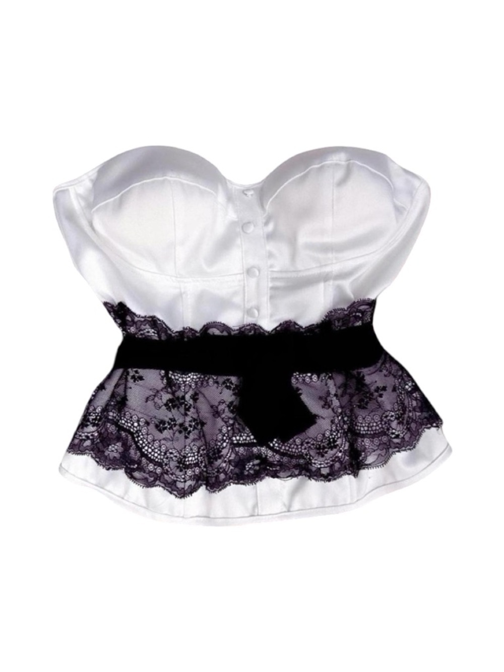Vintage Y2K Charlotte Russe Corset Top Lace Detail Coquette Romantic 2000s Love